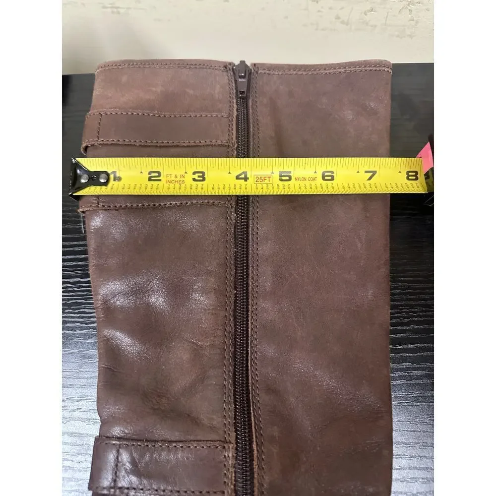 BORN Size 9 Brown 100% Leather Tall Winter Boots Closet Staple Luxury Buckle